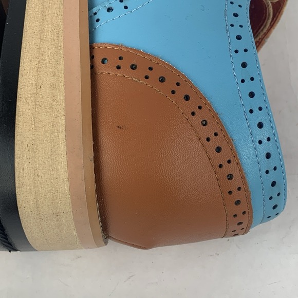 Men\'s Oxford Wingtip Leather Dress Shoes Baby Blue 2 Tone Floral Sz 10 US 43 EU main image 10